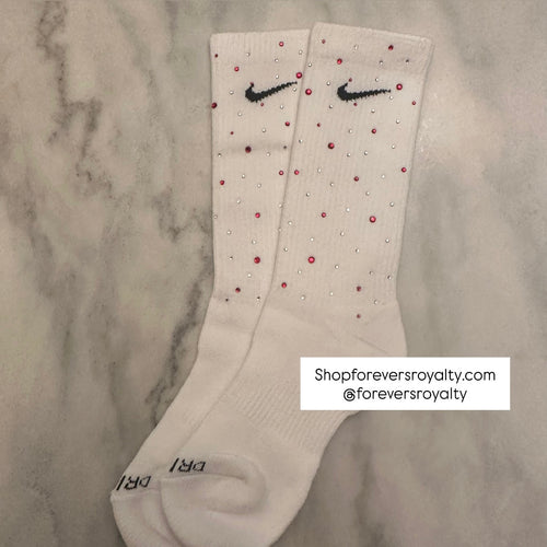 Red and clear rhinestone socks