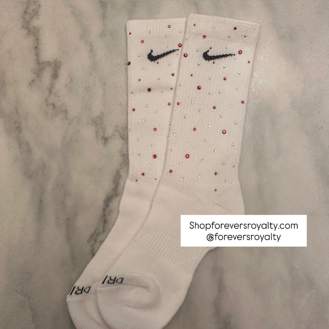 Red and clear rhinestone socks
