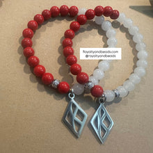 Load image into Gallery viewer, Red and white K A Psi bracelet.