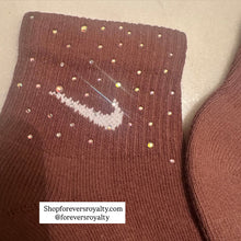 Load image into Gallery viewer, Brown rhinestone socks
