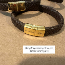Load image into Gallery viewer, Brown Leather Iota Phi Theta bracelet.