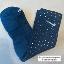 Load image into Gallery viewer, Blue rhinestone socks (crew)