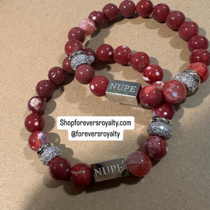 Red and silver Nupe bracelet.