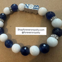 Load image into Gallery viewer, Blue and white Zeta Phi Beta bracelet