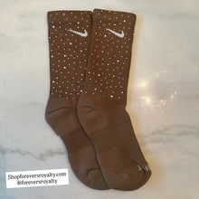 Load image into Gallery viewer, Brown rhinestone socks (crew)