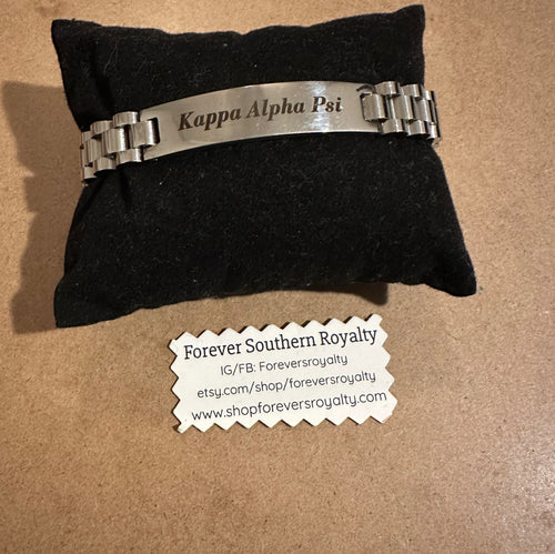 Silver Kappa Alpha Psi chain bracelet.
