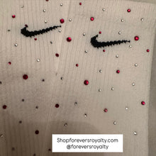 Load image into Gallery viewer, Red and clear rhinestone socks