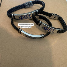 Load image into Gallery viewer, Leather Phi Beta Sigma bracelet.