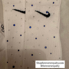 Load image into Gallery viewer, Blue and clear rhinestone socks