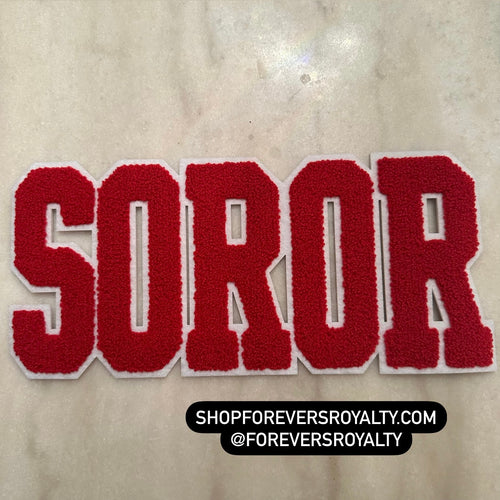 Red and White soror patch.