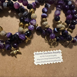 Gemstone Omega Psi Phi bracelet set.