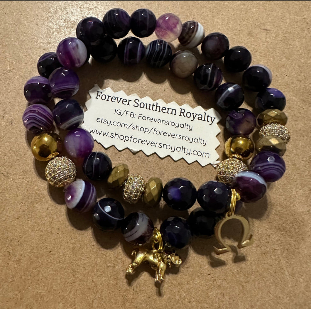 Gemstone Omega Psi Phi bracelet set.