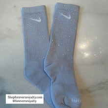 Load image into Gallery viewer, Blue rhinestone socks (crew)