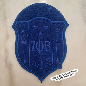 Blue Zeta Phi Beta chenille patch.