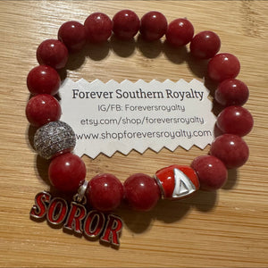 Red soror bracelet.