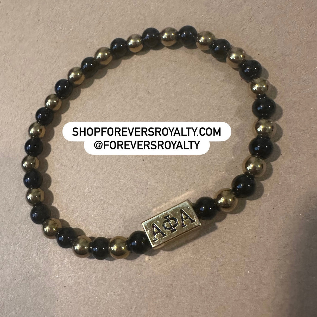 Alpha Phi Alpha black and gold bracelet