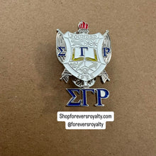 Load image into Gallery viewer, Silver Sigma Gamma Rho shield pin