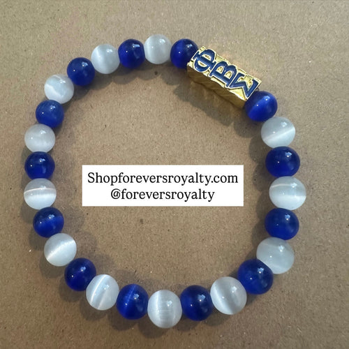 Blue and white Phi Beta Sigma bracelet.