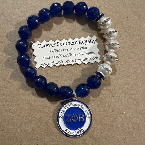 Blue Zeta Phi Beta bracelet.