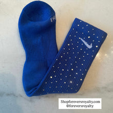 Load image into Gallery viewer, Blue rhinestone socks (crew)