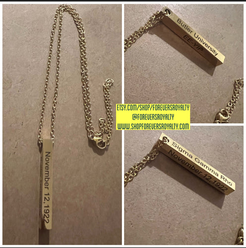 Gold Sigma Gamma Rho necklace.