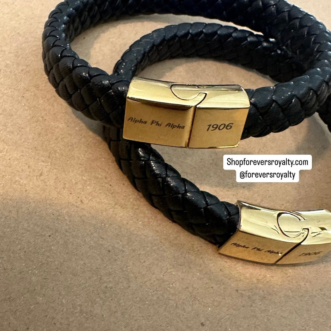 Leather Alpha Phi Alpha bracelet