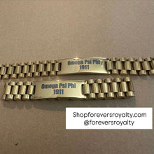 Load image into Gallery viewer, Gold metal Omega Psi Phi bracelet