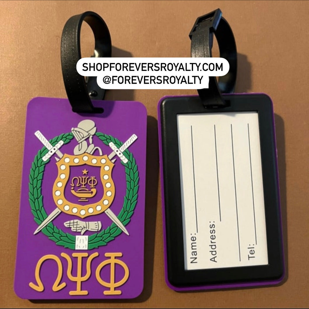 Omega Psi Phi luggage tag