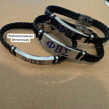 Load image into Gallery viewer, Leather Phi Beta Sigma bracelet.