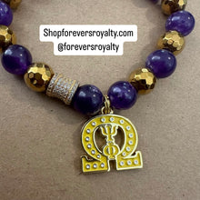 Load image into Gallery viewer, Omega purple and gold bracelet.