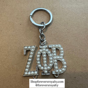 Silver Zeta Phi Beta Keychain.
