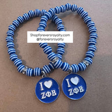 Load image into Gallery viewer, Blue and white Zeta Phi Beta bracelet.