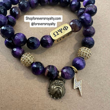 Load image into Gallery viewer, 2 Omega Psi Phi gemstone bracelets.