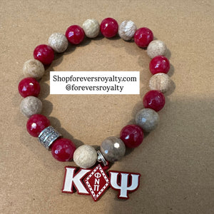 Red and tan Kappa Alpha Psi bracelet.