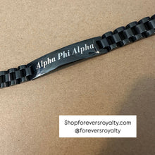 Load image into Gallery viewer, Black metal Alpha bracelet