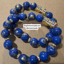 Load image into Gallery viewer, Big blue and gold bracelet.