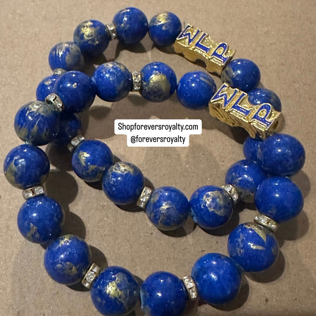 Big blue and gold bracelet.