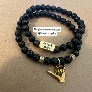 2 black Alpha bracelets.