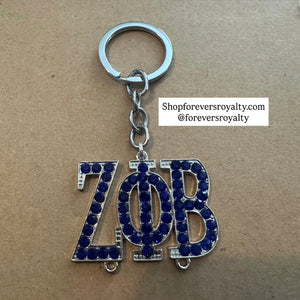 Silver Zeta Phi Beta Keychain.