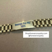 Load image into Gallery viewer, Gold metal Omega Psi Phi bracelet