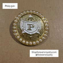 Load image into Gallery viewer, White and gold Philo 1943 pin
