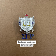 Load image into Gallery viewer, Silver Sigma Gamma Rho shield pin