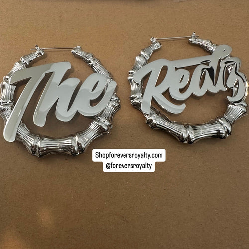 Silver The Redz hoop earrings.