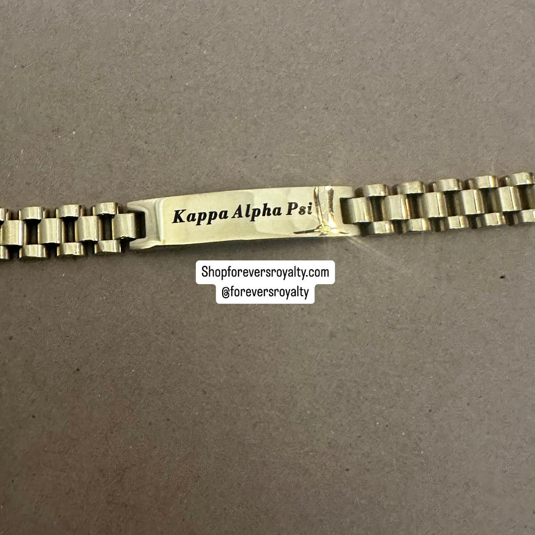 Gold Kappa Alpha Psi chain bracelet.