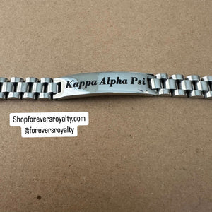 Silver Kappa Alpha Psi chain bracelet.