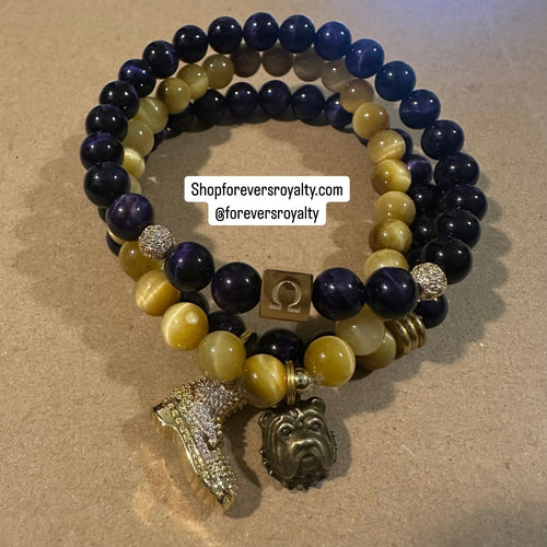 Omega Psi Phi gemstone bracelets.
