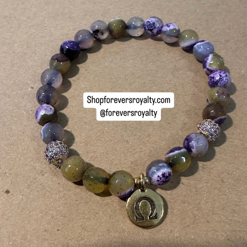 Purple and yellow Omega Psi Phi.