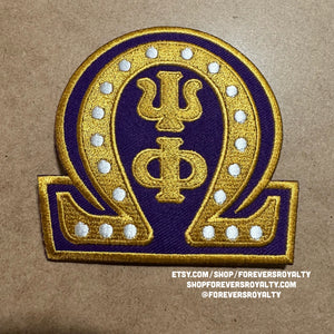 Omega purple and gold patch