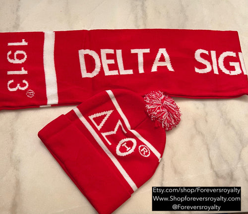 Delta Sigma Theta scarf and hat set