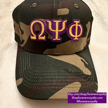 Load image into Gallery viewer, Camo Omega Psi Phi hat